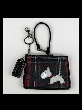 Coach Card Case-Tartan Plaid, White Scotty Dog, Slim ID Holder, Wristlet 2016